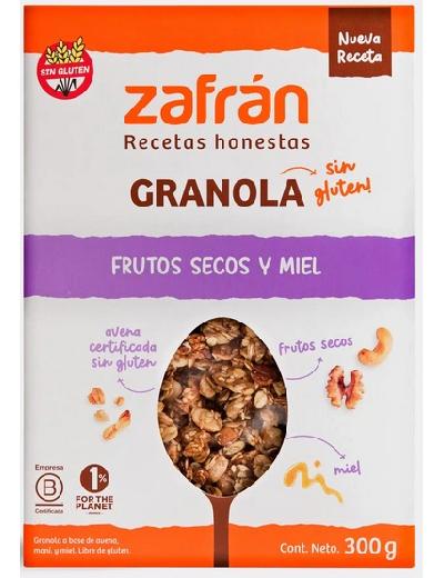 Granola Caja Sin Gluten de Frutos Secos y Miel x 300gr Zafran