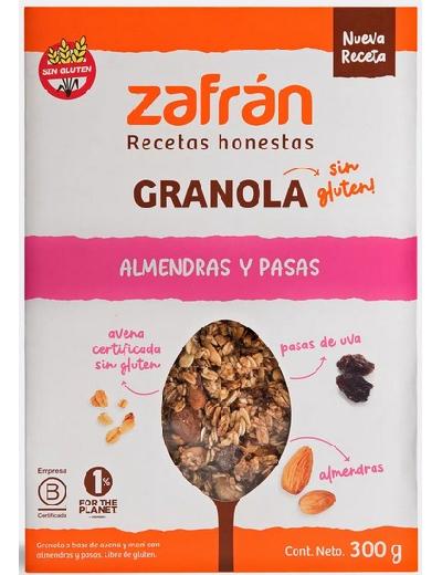 Granola Caja Sin Gluten de Almendra, Pasas y Girasol x 300gr Zafran