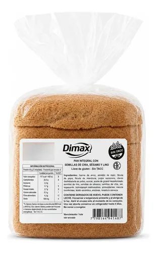 Pan Integral con Semillas Sin Gluten x245gr Dimax