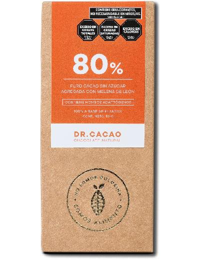 Chocolate 80% Cacao con Melena de Leon Dr Cacao