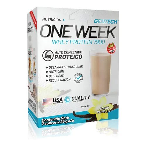 Proteina en Sobres One Week caja x 7 unidades Vainilla Gentech
