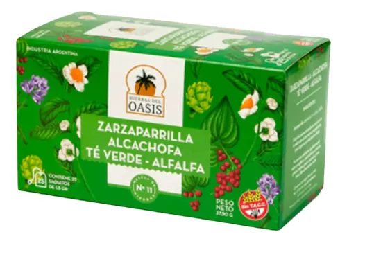 Te Mezcla N°11 (Zarzaparrilla, Alcachofa, Te Verde y Alfalfa) x 25 Oasis