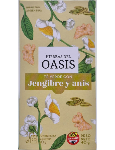 Te Verde, Jengibre y Anis x 25u Hierbas del Oasis