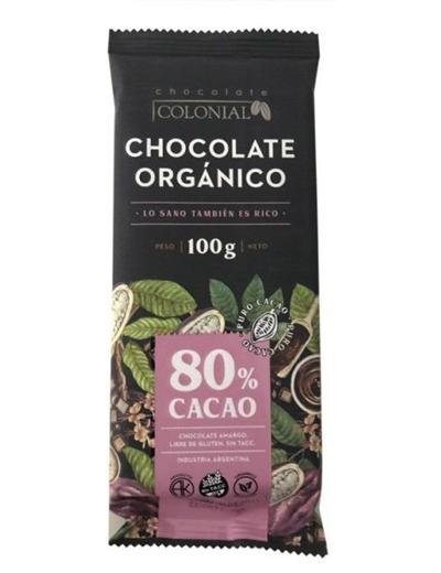 Tableta de Chocolate Organico 80% Cacao Colonial