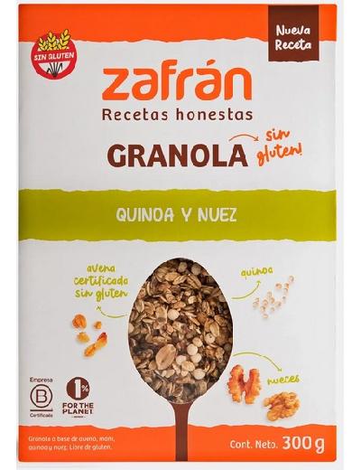 Granola Caja Sin Gluten de Quinoa, Manzana y Nuez x 300gr Zafran