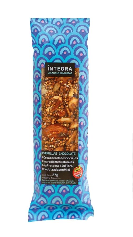 Barrita Integra Sin Tacc Semillas y Chocolate