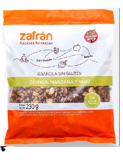 Granola Sin Gluten de Quinoa, Manzana y Nuez x 230gr Zafran